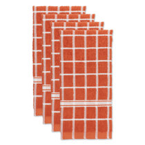 4 Cuisinart Kitchen Towels Reddish Orange Cotton