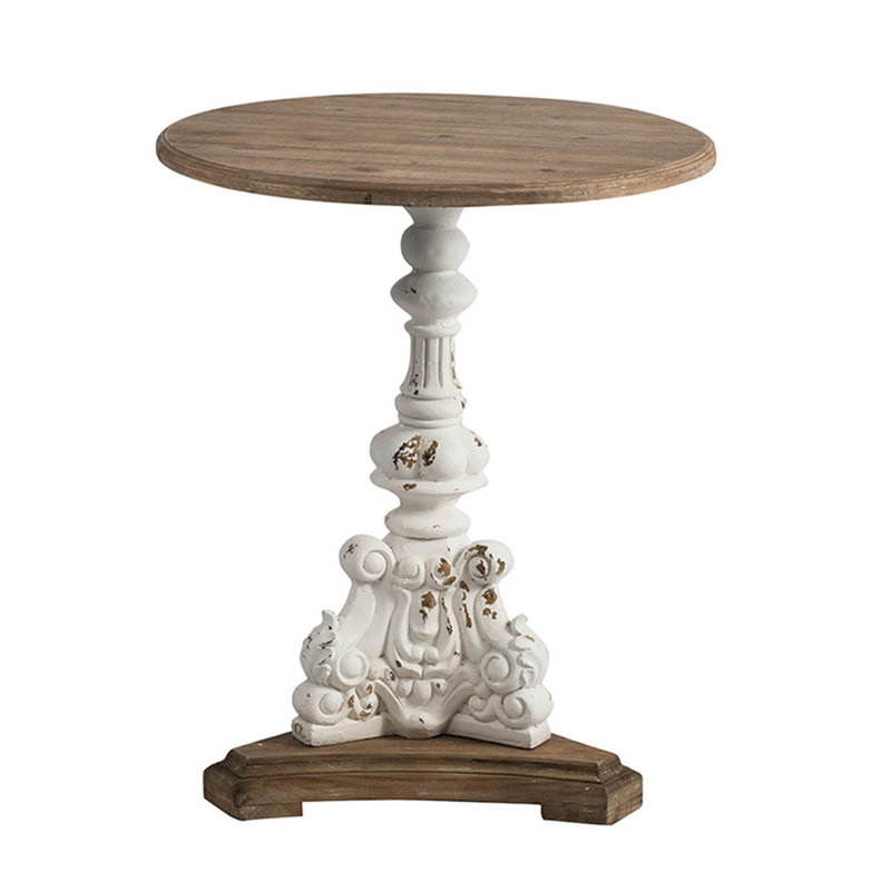 Antique White Round Side Table, 30.9" H x 26.2" W x 26.2" D