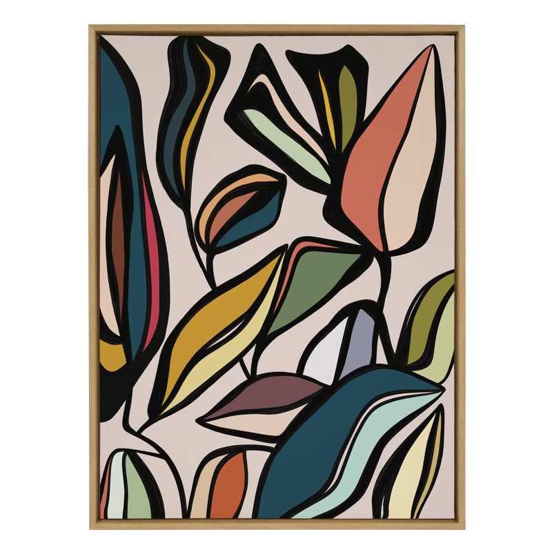 Colourful Plant Leaves Framed Canvas Wall Art