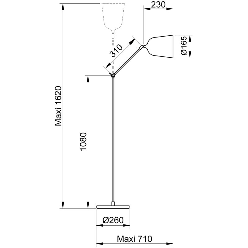 Mekano 162cm Task Floor Lamp, Black
