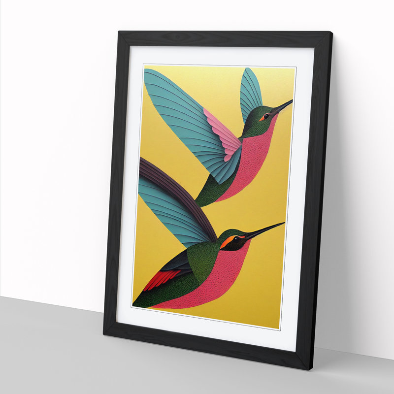 Keid Hummingbird Art Vol.1 - Picture Frame Print, 64cm H x 46cm W x 2cm D, Black