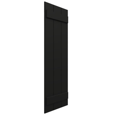 21 1/2"W x 44"H EnduraCore Composite Four Board Joined Board-n-Batten Shutters, Black (Per Pair - Hardware Not Included)