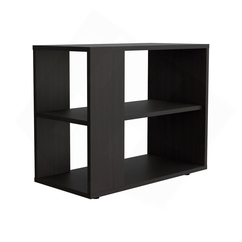 Table d'appoint Wengue en mélamine avec rangement ouvert, Wengé