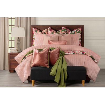Pleated Velvet Pink Duvet Cover Set