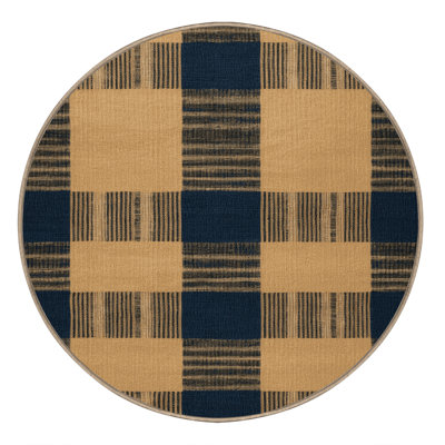 Machine Washable Checkered Brown Area Rug