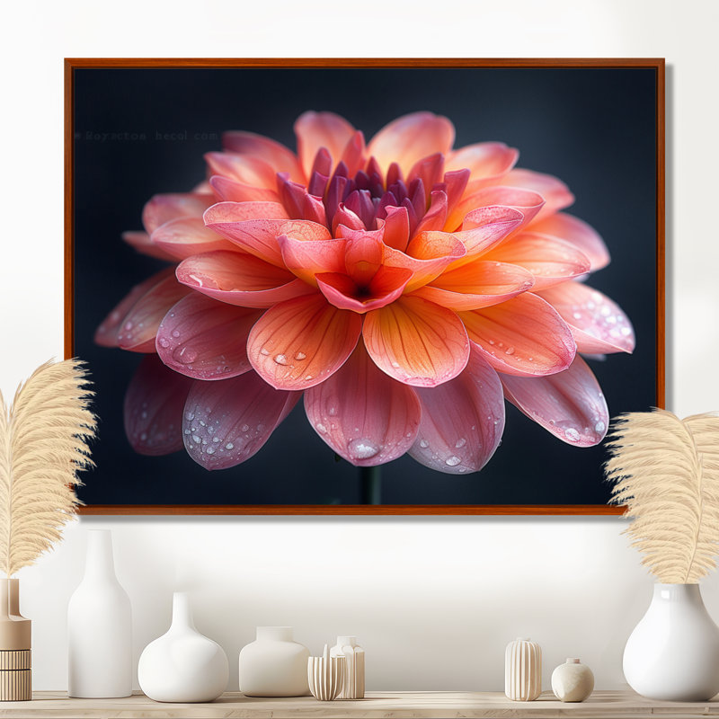 Photo de souci rose rose et orange chaud - souci mural, Gold Floater Framed, H 30 po x l 40 po