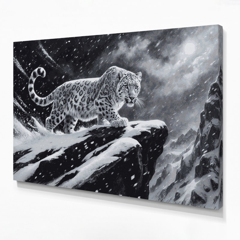 Wildlife Snow Leopard Gray Canvas Wall Art