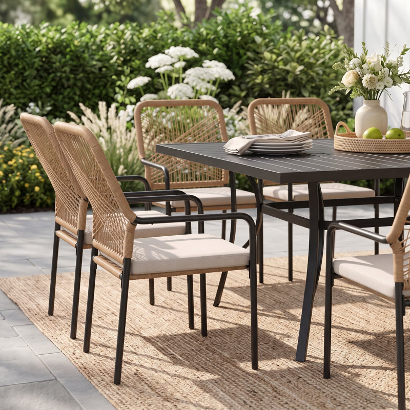 Ensemble repas d'extérieur carré pour 8 personnes Keppler, Black