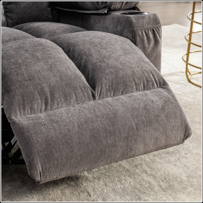 Fauteuil à bascule massant, inclinable et massant pour adultes avec 2 porte-gobelets, Tissu gris