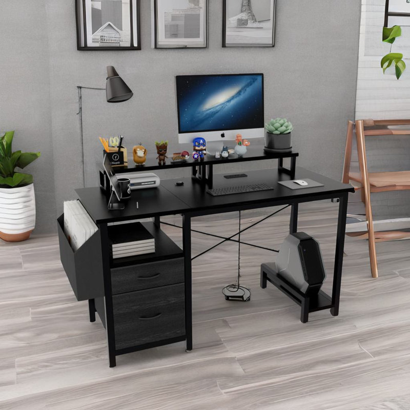 Bureau avec prise de courant, Noir, noir, noir, noir, Noir, noir, noir, noir