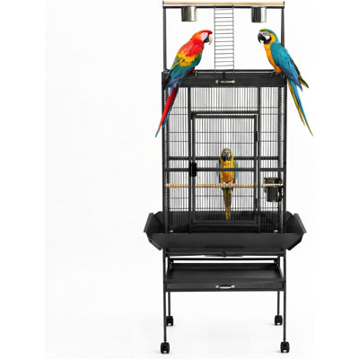 Cage à oiseaux, grande cage avec aire de jeux et support à roulettes pour perroquets, calopsittes, perruches ondulées, inséparables et oiseaux de petite et moyenne taille - 173 cm (68 po) de hauteur