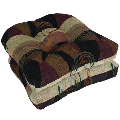 19-Inch Rounded Back Jacquard Chenille Chair Cushion by Winston Porter