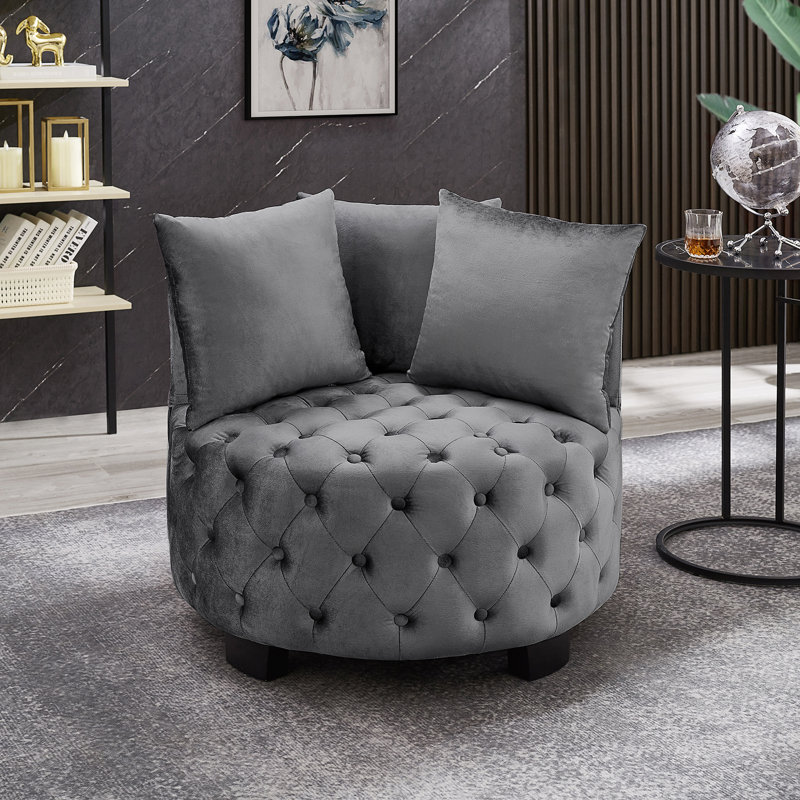 Chaise d'appoint contemporaine rembourrée et capitonnée, Gris foncé