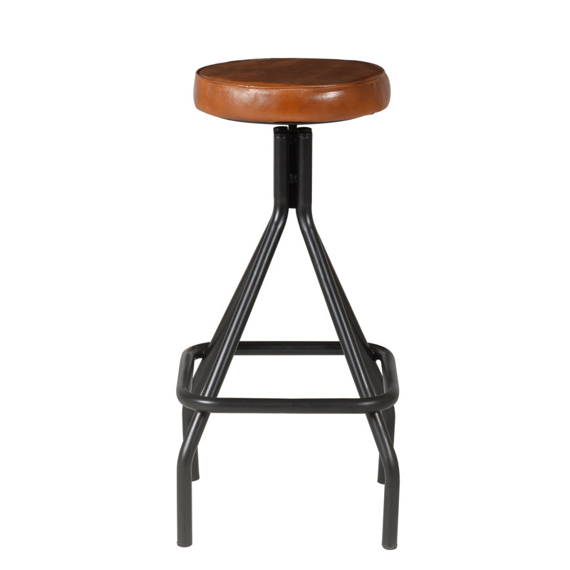 Braun Upholstered Counter Stool with Metal Frame