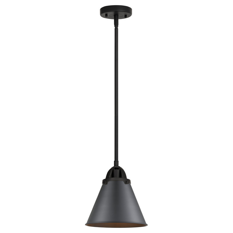 Luminaire suspendu en forme de cloche à 1 lumière Rouvin, Noir mat, Noir mat
