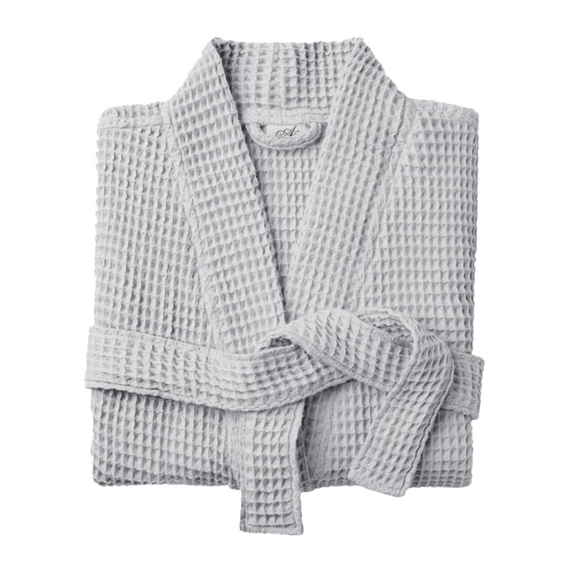 Reffett Unisex Lightweight Waffle Bath Robe, Grey, S/M