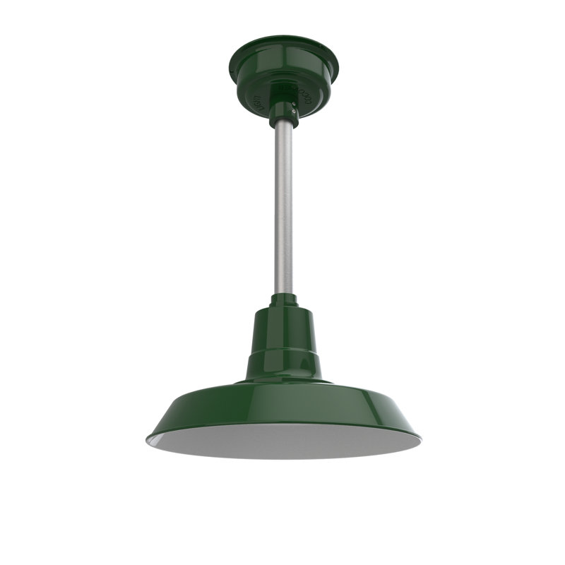 Luminaire suspendu en forme de dôme à 1 lumière DEL Haleigh, H 48 po x l 14 po x P 14 po, Vert rétro / argent galvanisé
