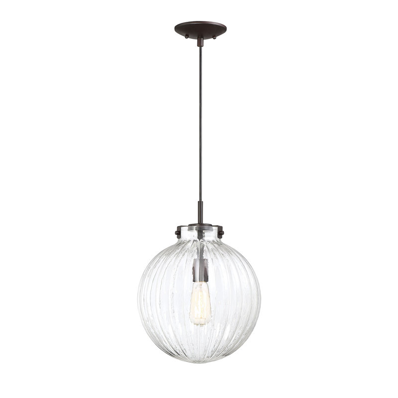 Luminaire suspendu sphère 1 lumière Suzman, Bronze frotté à l'huile
