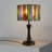 Tiffany Style Lamp Colorful Striped Stained Glass Tiffany Bedside Lamp in Modern Drum Shade Tiffany Table Lamp with Pull Chains