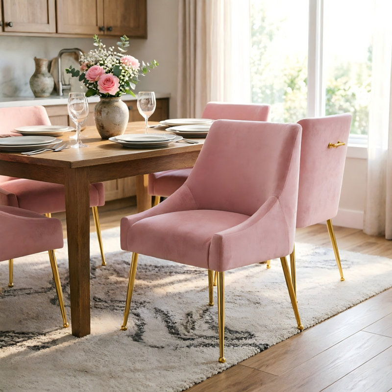 Drane 18.8'' H Tufted Velvet Upholstered Side Chair, Pink