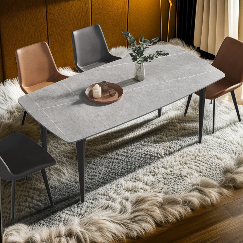 Table de salle à manger Eniel, Noir, Gris, H 29,5 po x P 35,5 po x L 71 po