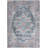 Medallion Machine Washable Polyester Area Rug in Light Blue/Orange/Gray-369937943
