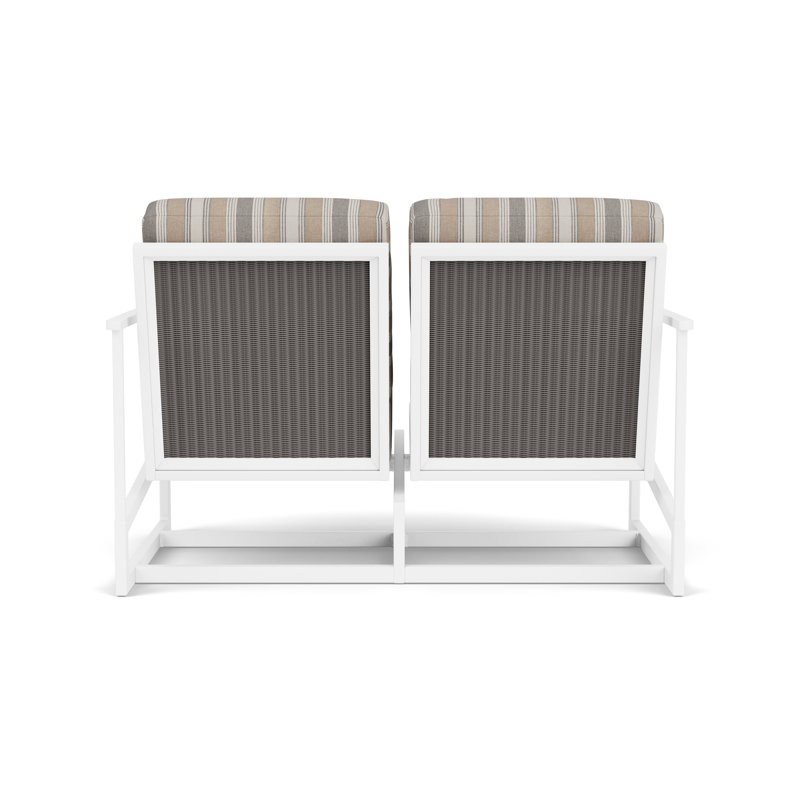 Outdoor Summit Rocker Bench with Cushions, Pewter, Purveyor Pewter, Matte White
