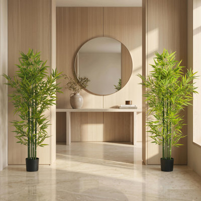Bambou artificiel 5 pi, plante d'intérieur en pot 5 pi, ensemble de 2
