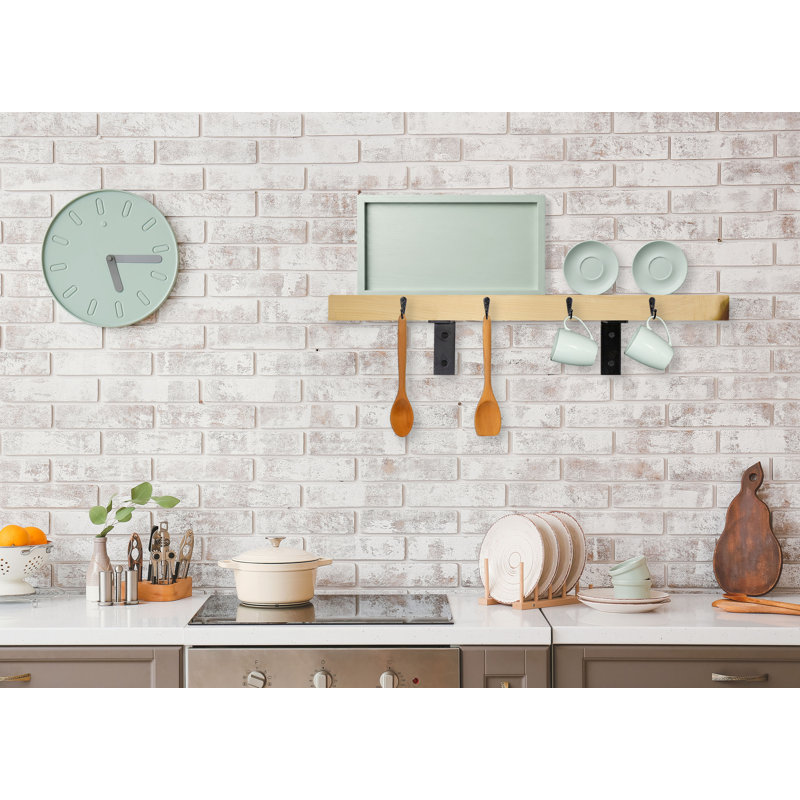 Rayne Plate Display Shelves With Hooks, 30/3/2, Natural