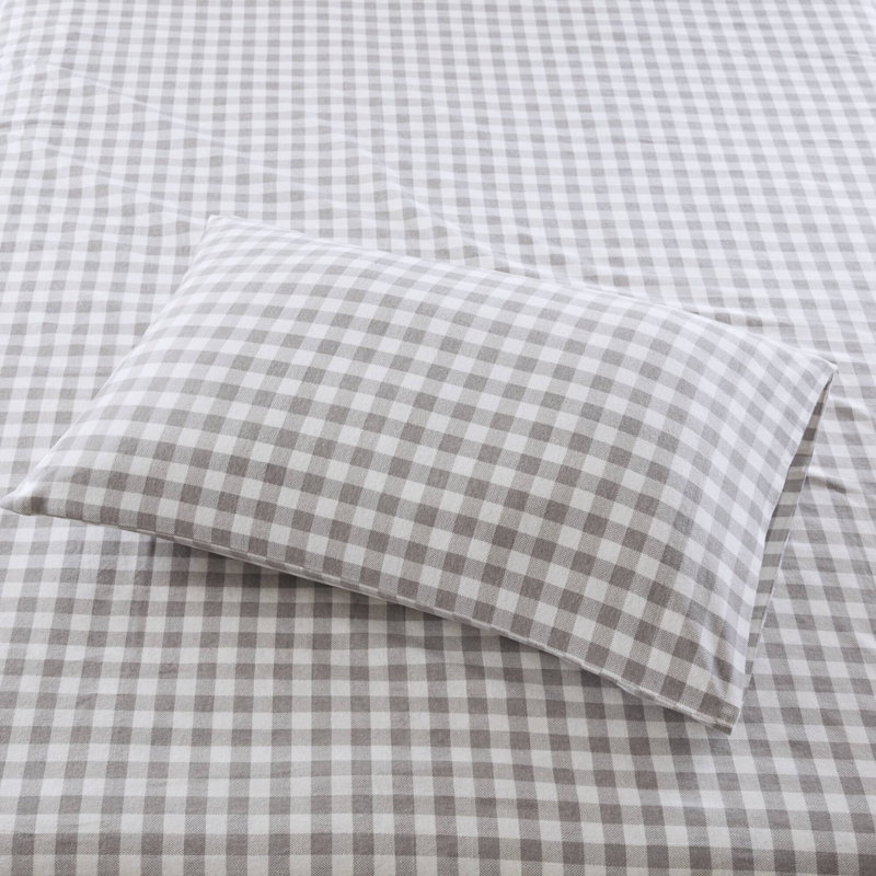 Ensemble de draps imprimés à carreaux gris à chevrons, Twin Sheet Set, Tissu écossais multicolore