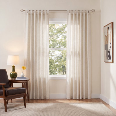 Linen Semi-Sheer Curtain Panel Set