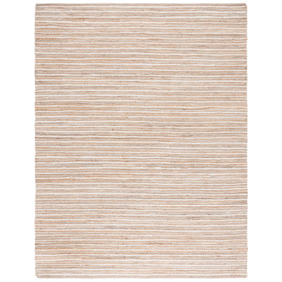Abisag Woven Jute/Canvas/Cotton Performance Striped Rug in Natural/Beige