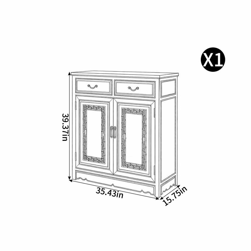 Armoire à chaussures sculptée de style chinois pour le salon