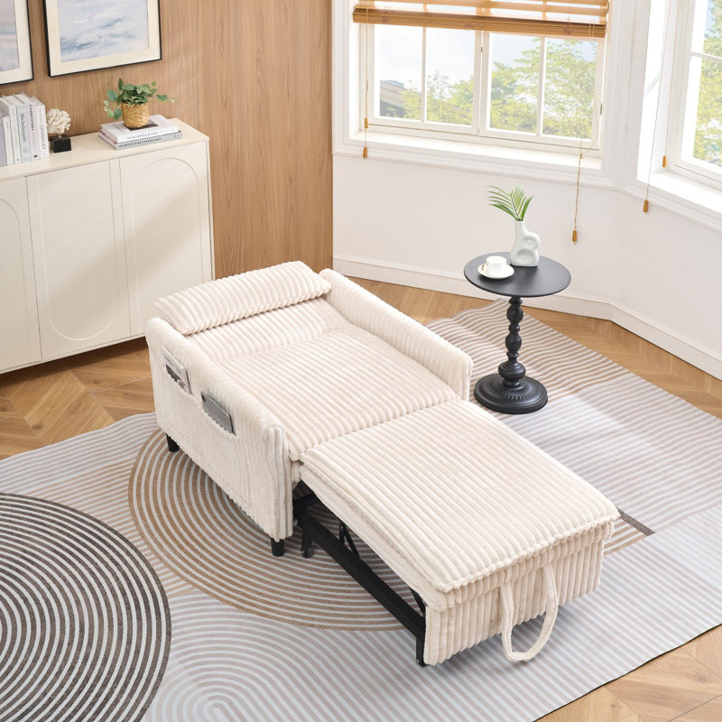 Fauteuil beige confortable pour petit appartement avec balcon et canapé-lit, Beige