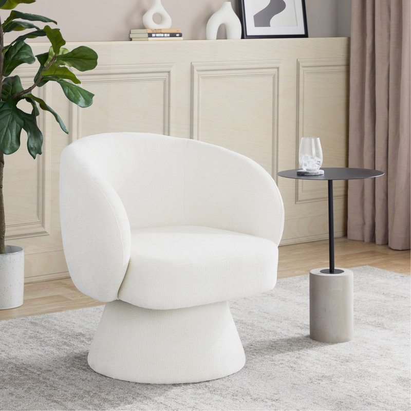 Chaise d'appoint pivotante en tissu, Crème