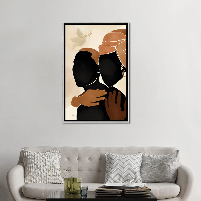 Protéger par Bria Nicole - impression d'art graphique, Pas de tapis, Toile avec cadre argenté, H 48 po x l 32 po x P 1,5 po