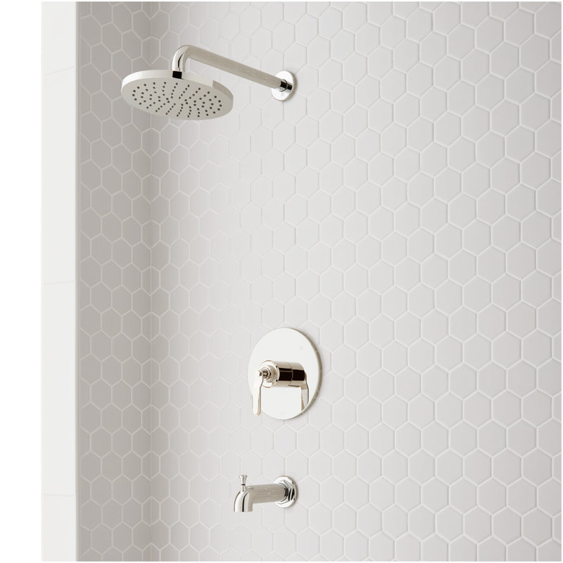 Gunther Pressure Balance Tub and Shower System - Polished Nickel, Polished Nickel