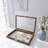 Jewellery Display Case, Display Case Accessories Storage Box with Tempered Glass Hinge Lid, Jewellery Tray for Collectibles, Walnut Colour