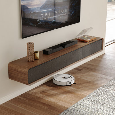 Randalstown Floating TV Stand, Entertainment Center with 4 Drawers, Solid Wood, Fully-Assembled