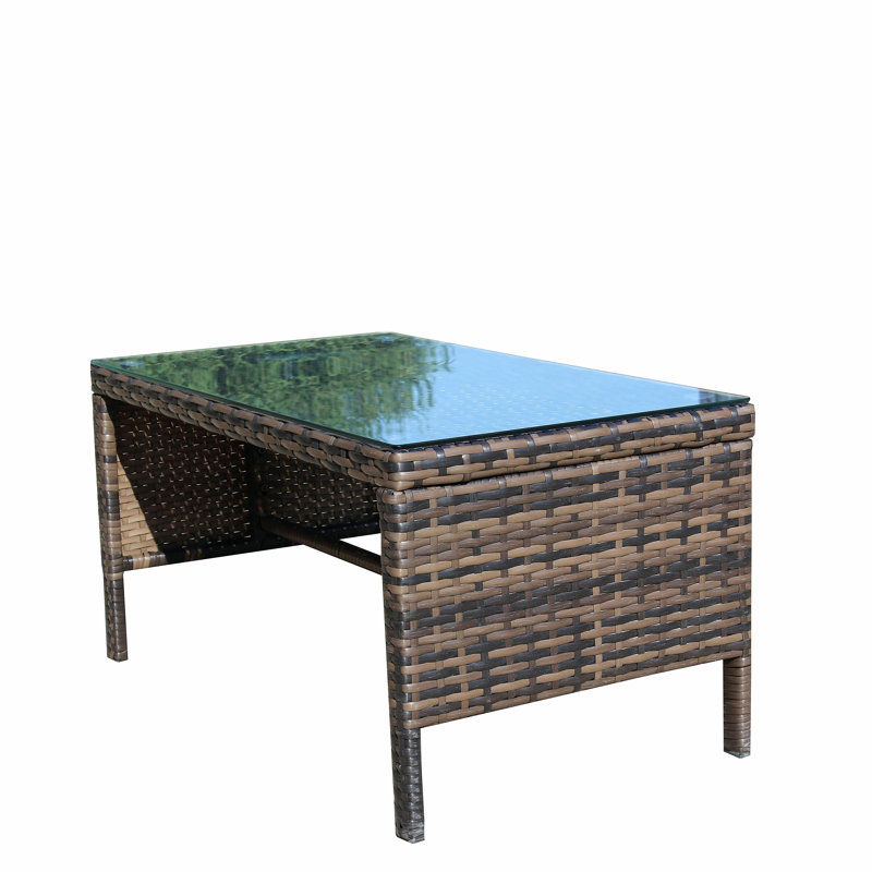 Table basse avec patio extérieur en verre trempé transparent, Noir