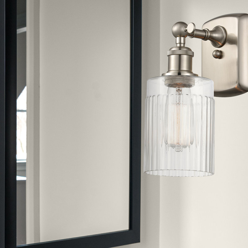 Applique murale à bras 1 lumière Kamena, Transparent, Ampoule non incluse, Nickel satiné brossé