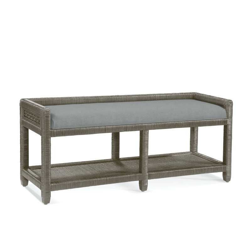 Silvio 54" Storage Bench, Light Blue Performance Fabric; 0851-55, Truffle