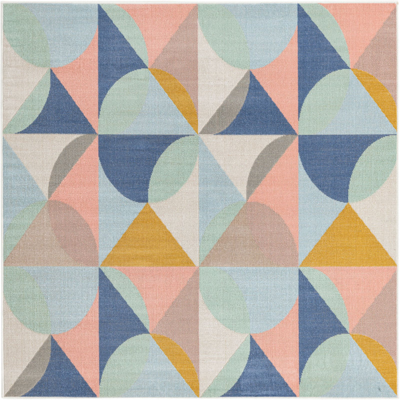 Geometric Indoor Rug, Square 5'