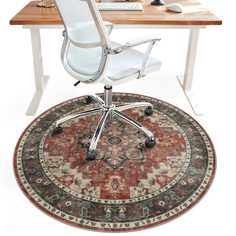 Tapis de chaise de bureau rond 48 po, sous-tapis protecteur de bureau, lavable à la machine, H 0,2 po x l 48 po x P 48 po