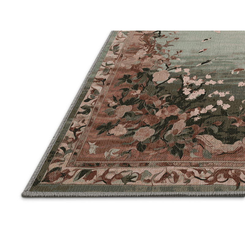 Machine Washable Gray Area Rug, Square 6'