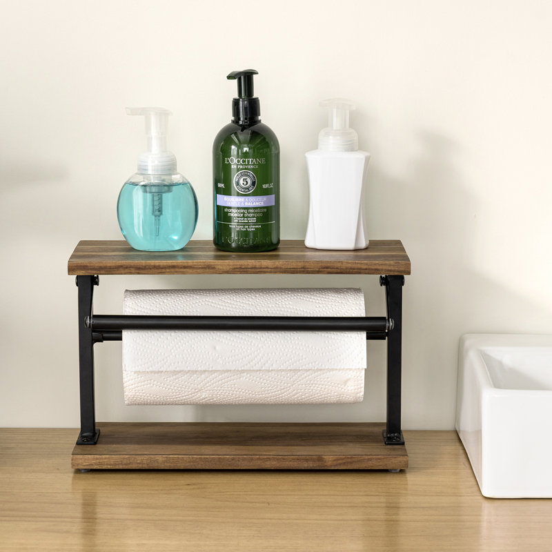Metal and Wood Paper Towel Holder