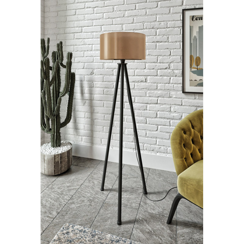 Lampe sur pied élégante avec corps en papier artisanal, brun et noir, hauteur de 54,3 pouces | Diamètre du capuchon de 15,7 po, hauteur du capuchon de 8,3 po | Douille E27 (40 W maximum) | Décoration moderne pour le salon, la chambre à coucher et les espaces de bureau