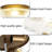 3-light Flush Mount Ceiling Light Fixture, Golden Close To Ceiling Light With Glass Shade