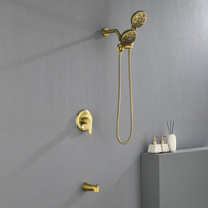All-In-One Kit with Rough in-Valve, Brushed Gold