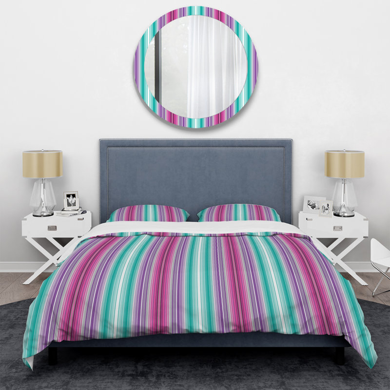 Ensemble de housse de couette en microfibre rose / turquoise 3 pièces, Housse de couette simple + 1 taie décorative stan
